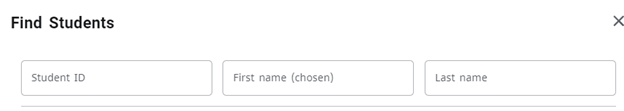 A 'Find Students' page with search boxes for student ID, first name and last name.