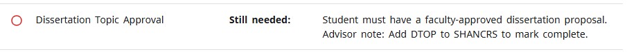 Non-course requirement sample on DegreeMAP Worksheet